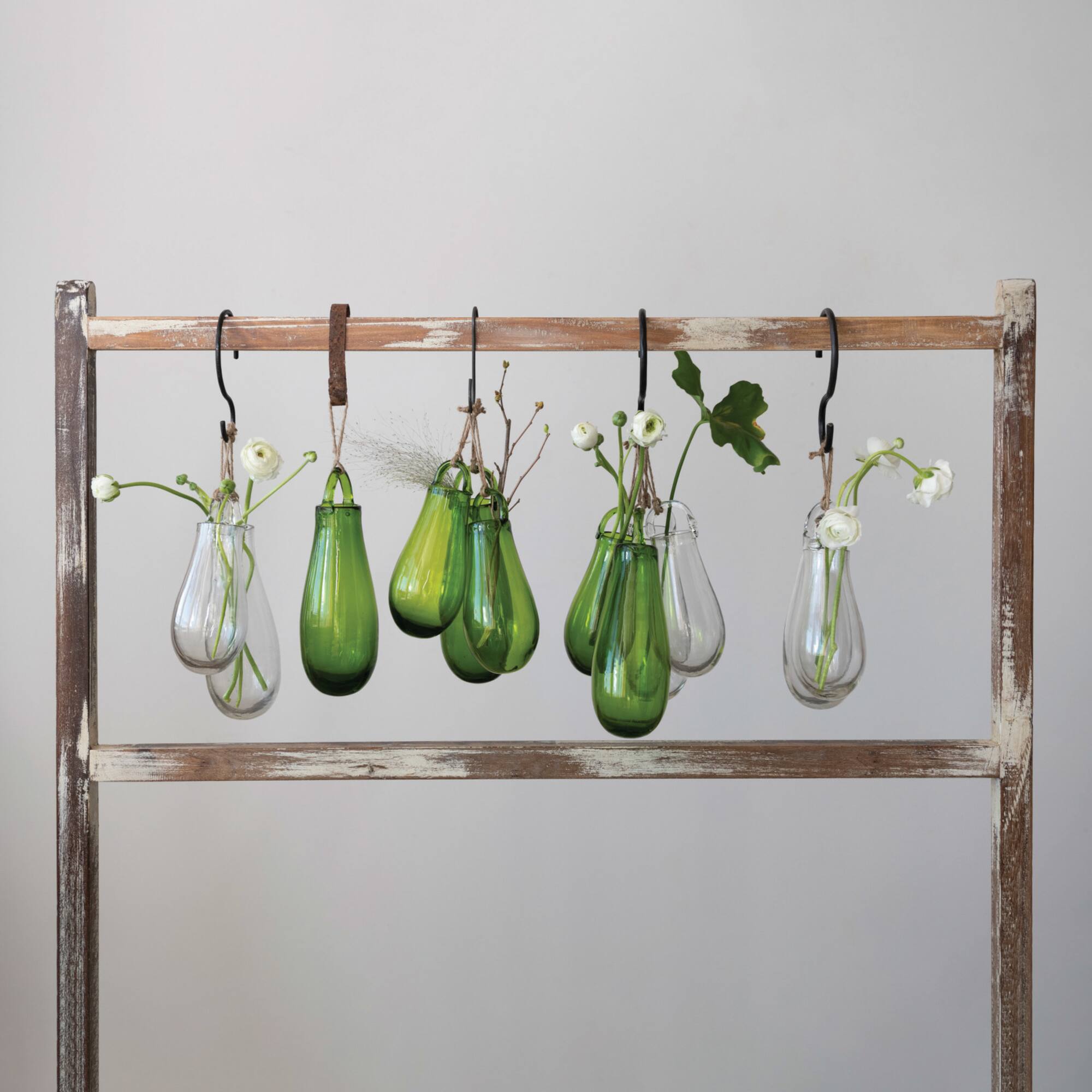 Hello Honey® 10" Clear Hand Blown Glass Hanging Vase